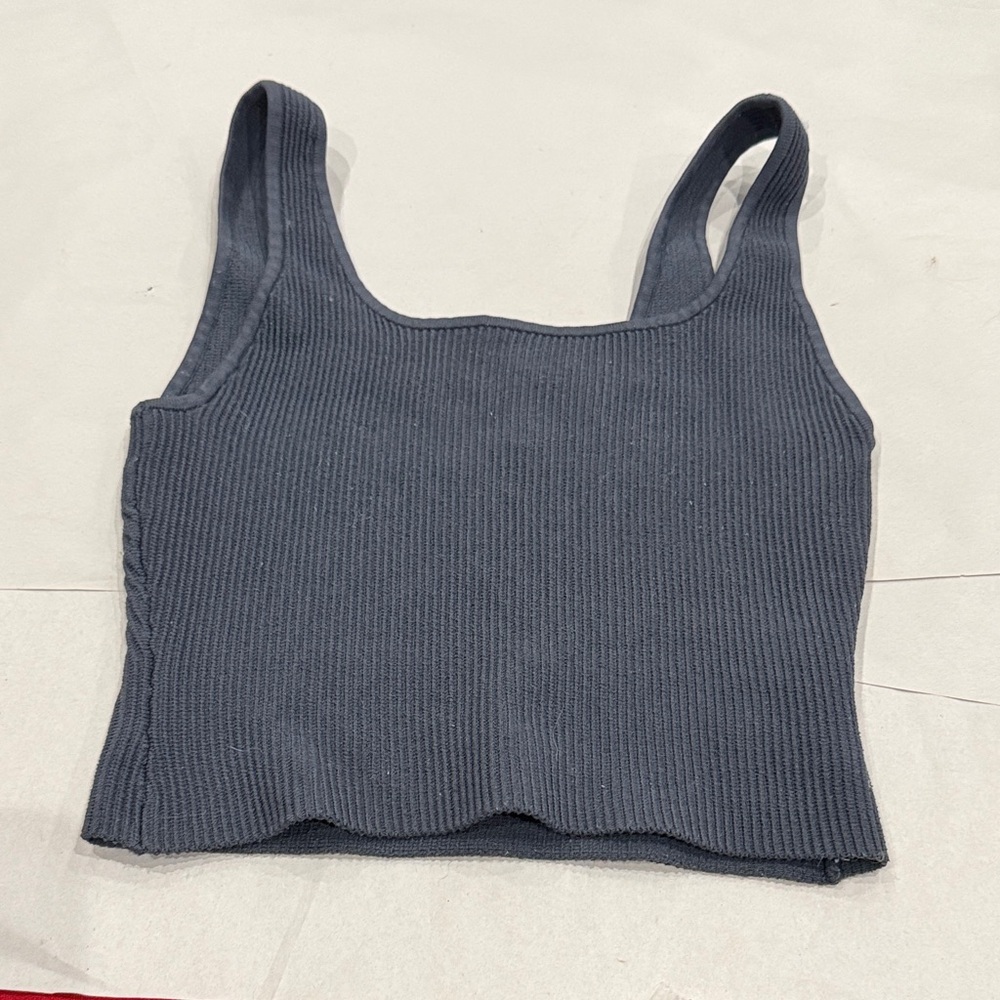 Quince Charcoal Ribbed Crop Top